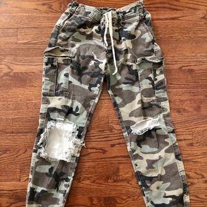 Fashion Nova, distressed camo joggers